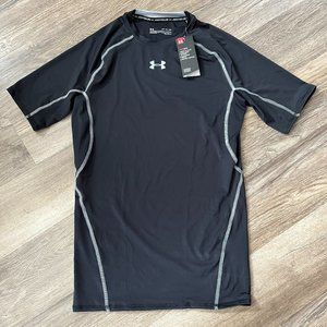 Under Armour UA Mens Black HeatGear T-Shirt Compression Training Shirt Large